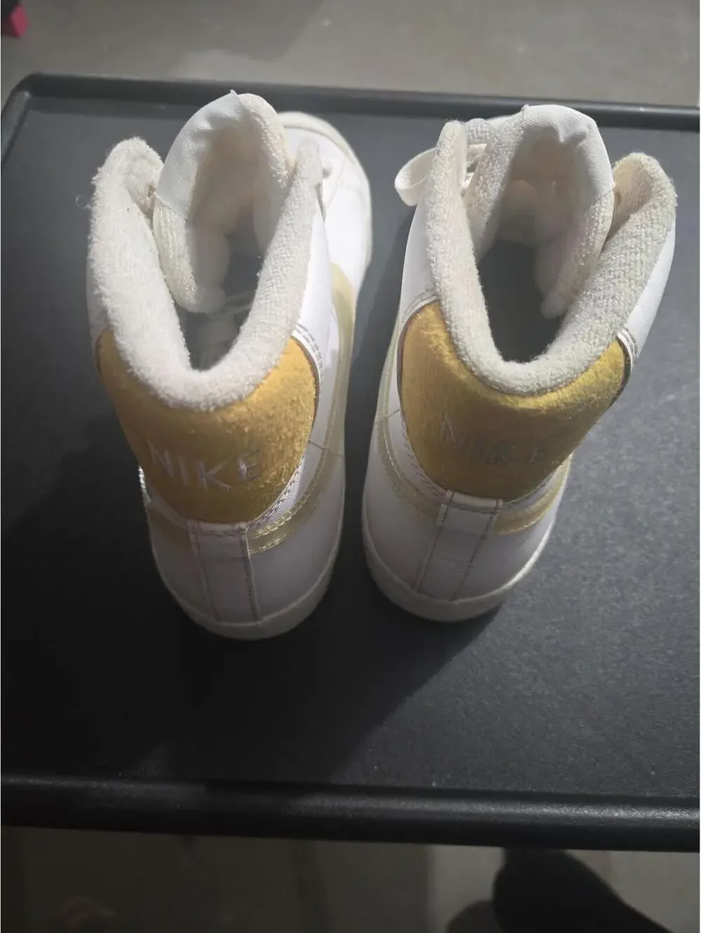Nike Blazer Mid '77 Youth Size 7Y White Yellow Swoosh Sneakers